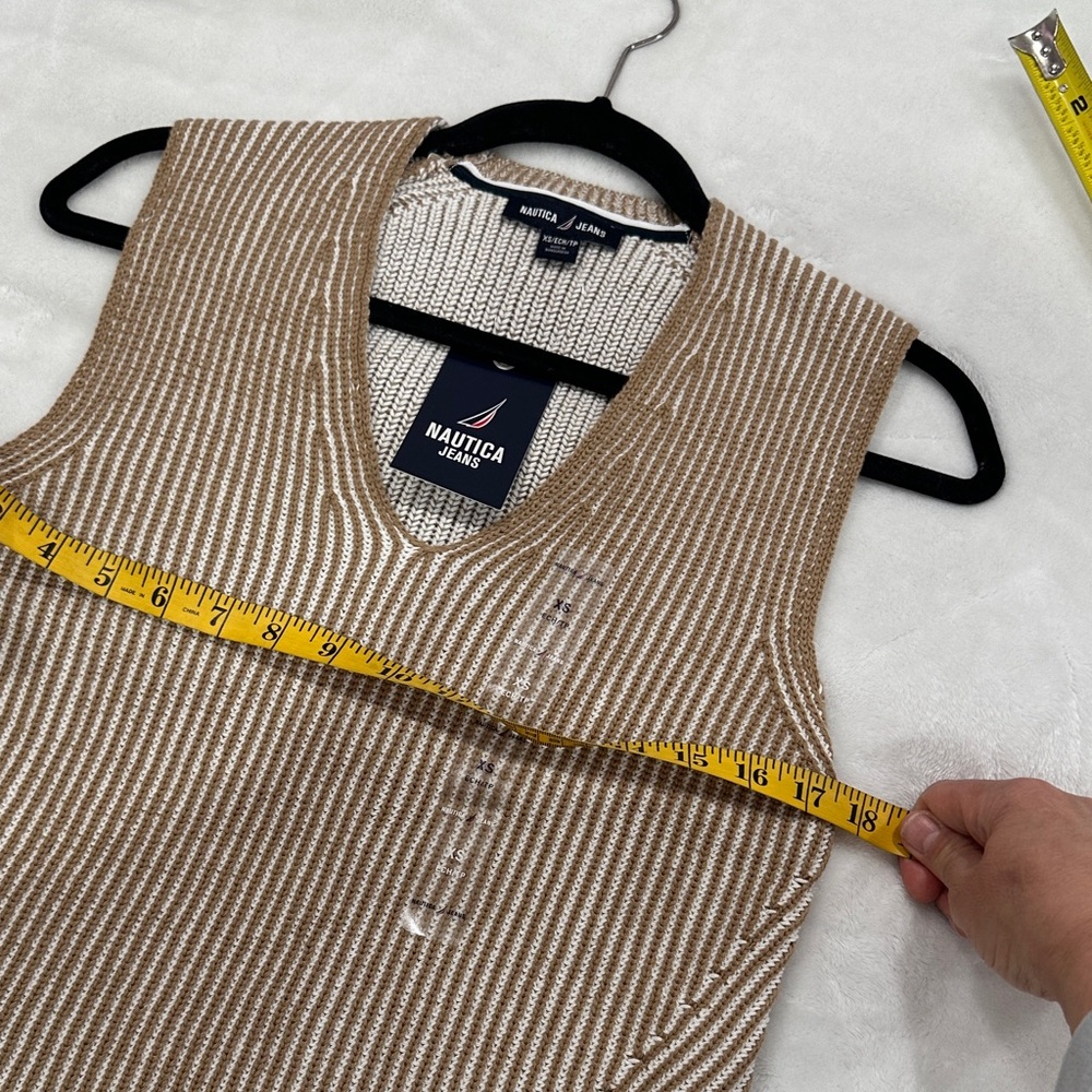 Nautica Tan Striped V-Neck Vest - Picture 4 of 10